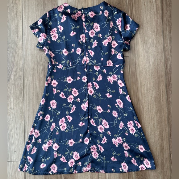 Vintage 1990s Navy & Pink Floral Mini Dress - Picture 11 of 13